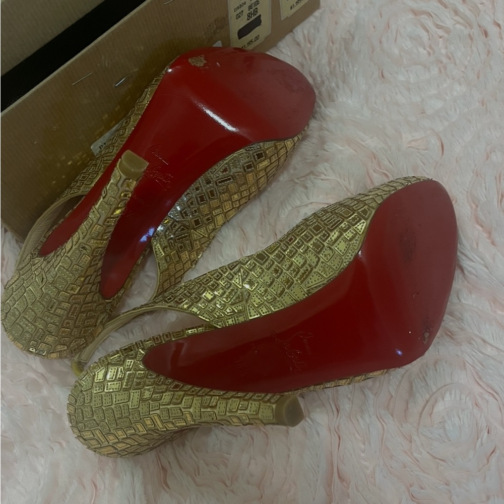 Christian Louboutin Gold Patterned Heels
